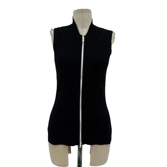 Capsule 121 The Star Vest Black Ribbed Knit Tank Top Zip Front Size Small - Picture 2 of 14
